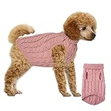 Hundepullover Haustier Pullove, Winter Warmer Hund Katzenpullover, Kleine Hunde Rollkragen Strickpullover, Strickpullover Oberbekleidung für Kleine Mittelgroße Hunde und Katzen(Rosa L)