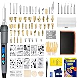 Brandmalerei Lötkolben Set 113PCS Lötset - Brandmalkolben Set 60W Einstellbare Temperatur 200-450°C Brennkolben,LED Anzeige,Lötkolben Holz,Brandmalerei mit Buchstaben und Farbige Buntsti