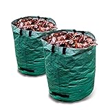 Ferropro Gartenabfallsack | Abfallsack | Sack für Gartenabfälle | 272 L | Höhe 76 cm | Durchmesser 67 cm | extra reißfestes Polypropylengewebe | mit Verstärkungsring und 4 Griffen (2 Stück)