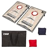 Profi Series Cornhole Doppel Komplett - 2X 90x60cm inkl. 8 Bean Bags - Amerikanisches Cornhole 13kg - 400 Gram Bean Bags- 15x15 cm- und Tragetasche - 13kg. aus echtem Holz