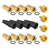 HB-DIGITAL SAT Zubehör Set 8X F-Steckern 7mm mit Gummidichtung breit + 4X Gummitüllen Schutzkappen Wetterschutz + 4X Abschlusswiderstand vergoldet für Koaxial Antennenkabel Sat Kabel BK Anlagen