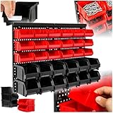 tectake® Werkstatt Wandregal, 31teilig, Stapelboxen, Kleinteilemagazin, Werkzeugwand, Schubladenbox, Ordnungssystem Werkstatteinrichtung, Storage Boxes, Sortierboxen, Schubladenboxen