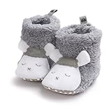 Asudaro Baby Winter Lauflernschuhe Schneestiefel Infant Weiche Stoffschuhe Krabbelschuhe Baumwolle Babysocken für Neugeborenes Mädchen Jungen Schafe Gary 6-12 Monate