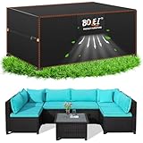 BOLEi Abdeckung Gartenmöbel Winterfest | Abdeckplane mit Belüftungsöffnungen | 420D Oxford-Stoff Schutzhülle Wasserdicht Regenfest, Winddicht |Schutzhülle für Rattanmöbel Balkonmöbel 180×120×74cm