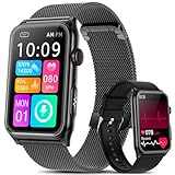 2025 Smartwatch Herren mit EKG/ΒΙυtｚυcker/BMI/HRV/Harnsäure/ΒΙutdruck,1,57' Gesundheitsuhr mit Telefonfunktion 24H Pulsuhr SpO2 Schlaf/Apnoe-Monitor Fitnessuhr Schrittzähler,Smartband für iOS Android