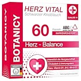 BOTANICY Herz Vital - 60 Schwarzer Knoblauch Kapseln - ABG10+ Extrakt mit S-Allyl Cystein - Herz, Blutdruck, Gefäße - Plus Eisen, Vitamine B1, B9, B12 & K1 - Hohe Bioverfügbarkeit, Geruchlos, Vegan