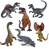 LiRiQi Dinosaurier Figuren Spielzeug Set, 6 Stück Jurassic Dinosaurier-Spielzeugfiguren, Realistisches Dino Figuren Spielset T-Rex Velociraptor, Kinder Jungen Spielzeug Geschenk ab 3 4 5 6 7 8 Jahre