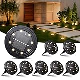NIBSHOOM 8 Stück Solar Bodenleuchten Aussen, 8 LED Solarleuchten Garten IP68 Wasserdicht, Gartenbeleuchtung Solar Lange Lebensdauer, Solarlampen für außen Garten Rasen Patio Auffahrt, Warmweiß