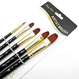 Tweal Künstlerpinselset,5 Pcs Künstler Pinsel Set Nylon Hair Paint Brush Set für Künstler Aquarell Acryl Ölmalerei-Schwarz