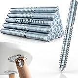 Mbsomnus M6 Torx Stockschrauben M6x80mm Stockschraube 15 Stück Doppelseitige Dübelschrauben Aufhänger Schrauben Torx T15 Sternnuten Doppelgewindeschrauben 80mm für Holzgelenk Möbelbeine