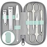 Maniküre Set Solingen - Vergleichssieger mit Top Preis/Leistung - Echt Leder Etui handlich und weich - 7teiliges Nagelset für Damen und Herren marQus aus glanzvernickeltem poliertem Stahl