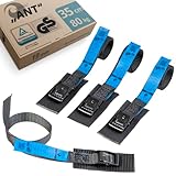 valonic ANT - 4X 35cm Kurze Spanngurte, mit Pad, 80Kg, 19mm, TÜV Rheinl. / GS Zertifiziert, EN-12195-2 - für Fahrradträger, Spanngurt mit Klemmschloss, schwarz - Dachbox, Fahrrad, Bike, Zurrgurt