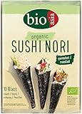 Bioasia Bio Nori Blätter – Gerösteter Bio Seetang für die Zubereitung von Sushi – 1 x 25 g