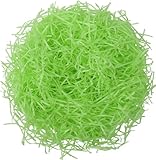 DERAYEE 100g Ostergras,Raffia Hamper Shreds, Geschreddertes Seidenpapier,füllmaterial Geschenk für DIY Party Hamper Füllung,Geschenkverpackung,Osternest deko(Grün)