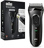 Braun Series 3 ProSkin Rasierer Herren, Elektrorasierer mit Präzisionstrimmer, wiederaufladbarer und kabelloser elektrischer Rasierer, 45 Min Laufzeit, Geschenk Mann, 3020s, schwarz