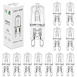 BROTOU 12er Pack G9 Halogenlampen, G9 Halogen Leuchtmittel 40W 230V 2800K Dimmbare Glühbirnen für Backofenlampe Mikrowellen Herd Deckenleuchten (12er-40w)