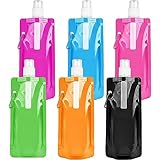 RHZXD 6 Stück Faltbare Wasserflaschen, 500ML Faltbare Trinkflasche, 6 Farben Wiederholbare BPA-freie Wasserflasche mit Clip für Outdoor-Sport, Radfahren, Wandern