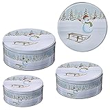 Cepewa Gebäckdose Snowman 3er Set Weihnachten | 3 Größen rund Metall | Aufbewahrung Weihnachtsgebäck Keksdose (1 x 3er Set Gebäckdose Snowman)