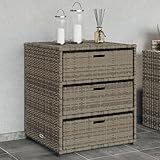 Fasba Gartenschrank Grau 55x59x69 cm Poly Rattan, Outdoor-Speicher für Gartenbedarf und Spielzeug