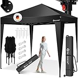 KESSER® Pavillon Faltpavillon 3x3m | Pop-Up Gartenpavillon Höhenverstellbar Stabil Wasserdicht Winterfest | Partyzelt Festzelt UV-Schutz 50+ inkl. Tasche mit Rollen & Bodenanker | Schwarz/Schwarz