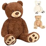 BRUBAKER XXL Teddybär 100 cm groß - Braun - Stofftier Plüschtier Kuscheltier