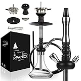 REANICE 17' Shisha Set Chicha avec 1 Tuyau, Verre Ensemble narguilé Hookah (Noir)…