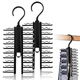 Krawattemhalter, 2 Stück Tie Belt Rack Organizer X Verstellbarer Krawattenhalter mit Rutschfestem Befestigungsclip 360 Grad Haken Tie Hanger Holder für Krawatten Gürtel Seidenschals