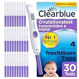 Clearblue Kinderwunsch Ovulationstest Kit, 30 Tests + 1 digitale Testhalterung, Fruchtbarkeitstest für Frauen / Eisprung, Fortschrittlich & Digital (testet 2 Hormone), schneller schwanger werden