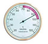 TFA Dostmann Analoges Sauna Thermometer, 40.1011, hitzebeständige Materialien, für verschiedene Sauna-Arten geeginet, große, gut ablesbare Skala, gold