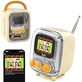 Divoom Tiivoo Retro-Bluetooth-Lautsprecher, zusätzliche FM-Radio-Funktion mit Pixel-Display, Vintage-Dekor, geeignet für Schlafzimmer, Tisch, Outdoor, Beige