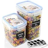 Hibisaws Vorratsdosen 2er Set mit universellen Deckeln – Passend für alle Größen der Serie, Luftdicht, BPA-frei, Aufbewahrungsbox Küchenorganizer, 2 Vorratsdosen für Lebensmittel & Tierfutter