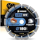 Amboss Diamant Trennscheibe UBS 12S Ø 180 mm x 22.23 - Trennen von leicht armiertem Beton/Stein/Baumaterialien - Diamantscheibe/Diamanttrennscheibe für Winkelschleifer