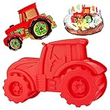 Zhixifan 3D Traktor Backform DIY Auto Kuchenform Trecker Silikonform Deko Motivform Silikontraktor Geschirrspüler Sicherheit für Party Hergestellt Kuchen, Brot, Schokolade, Dessert pudding Usw—Rot