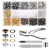 OUPADOS Profi Ösenzange Set, vier Farben 480 (Ø 6mm) ösen set, Ösenkanelzellen mit Zangen Montagewerkzeugkit, Magnetische Ösenpresse aus gehärtetem Stahl, ösenzange für planen Handleder, Gürtel, Marki