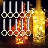 TINYOUTH Flaschenlichter mit Korken, warmweißes Licht, 2 m, 20 LEDs, für Weinflaschen, batteriebetrieben, für selbstgemachte Flaschen, Party, Hochzeit, Weihnachtsdekoration, 10 Stück