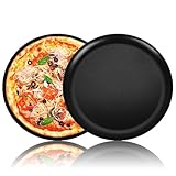 TEAMFAR Pizzablech 2er Set, ∅ 26 cm Edelstahl Rund Pizzaform, Pizza Backblech mit Antihaftbeschichtung für Backen & Servieren, Gesund & Langlebig, Leicht zu reinigen