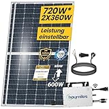 Balkonkraftwerk Komplettset 720W | Hoymiles WIFI Wechselrichter 800W | Photovoltaik Solaranlage mit 10m Schukostecker