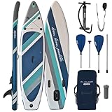 ALPIDEX Stand Up Paddle Set SUP 320 x 76 x 15 cm max. belastbar bis 200 kg Aufblasbar Stabil Leicht Komplett Set Tragetasche Paddel Finnen Luftpumpe Leash Repair Kit, Farbe:Cloud
