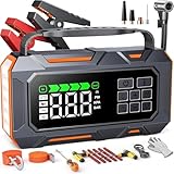 Onherm Starthilfe Powerbank mit Kompressor 150PSI, 2000A 7-in-1 Auto Starthilfe, Starter Powerbank für bis 8L Benziner & 5L Dieselmotor, mit Notlicht, USB-C Ausgang & LCD Display