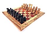 Schachspiel gerade Kante Gr. wählbar S/M/L/XL Inklusive 32 Schachfiguren Schach Schachspiel handgefertigt aus Olivenholz (M)