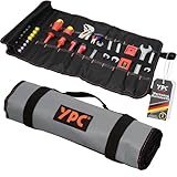 YPC VarioRoll XL – 56x34cm, 20 Steckfächer und 15 Schlaufen, Werkzeugtasche rollbar, Messertasche, Werkzeug Rolltasche, Werkzeugrolle, Maulschlüssel Tasche leer