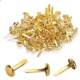 100 Stück Mini Brads Musterbeutelklammern Rundkopfklammern Musterklammern Metall Rundkopfklammern Scrapbooking Brads Musterklammern Für Schule Büro Papier Briefklammern Basteln Handwerk DIY(Gold)