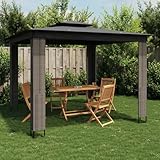 Somanki Pavillon mit Doppeldach Anthrazit 2,94x2,94 m Stahl, Faltpavillon, Pergola, Partyzelt, Standmarkise, Sonnenzelt, Garten Pavillion, Grillpavillon - 368445