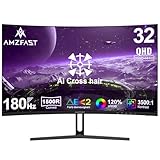 Amzfast Gaming Monitor 32 Zoll Curved – 180Hz, 2K QHD 2560x1440,1ms MPRT, DCI-P3 93%,sRGB 125%, Fast VA 1500R, Adaptive Sync, VESA 100x100mm, HDMI 2.0×2 & DP 1.4×2, AMZG32C1Q