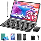 Android Tablet,11 Zoll Tablet Android 14 mit Tastatur, 12GB+256GB, 1TB Expand, Tablet PC mit Octa-Core, 8000mAh, 2.4G/5G WiFi, 13MP+5MP Kamera, 2 in 1 Tablet mit Tastatur Tasche, Maus, Stylus(Grün)