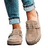 DaYee Damen Clogs aus Veloursleder, lässig, bequem, Khaki, 40