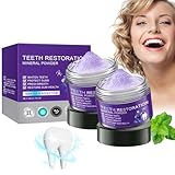 Zahnpulver Gegen Verfärbungen, 2 Stück Teeth Whitening Powder, Zahnreparatur Mineralpuder, Zahnweiss Pulver fur Frischer Atem, Effektiv bei der Stärkung von Zähnen und Zahnfleisch, Zähne Flecken(100G)