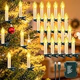 cshare 30er Christbaumkerzen Led, 10M Lichterkette Kerzen Weihnachtsbaum Beleuchtung mit Kabel Clip USB/Batteriebetrieb mit Timer, für Fenster Kamine Weihnachtsbaum Deko Innen Warmweiß