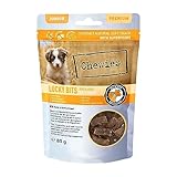 Chewies Lucky Bits Rind & Huhn Junior Hundeleckerli für Welpen - Hundeleckerlis getreidefrei & Soft mit viel Protein und Superfoods wie Bierhefe oder Ginkgo, ohne Zucker (80 g)