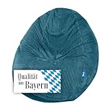 Bruni Classico Cord L in Petrol - XXL-Sitzsack für drinnen mit Füllung, Indoor-Sitzsack aus Deutschland
